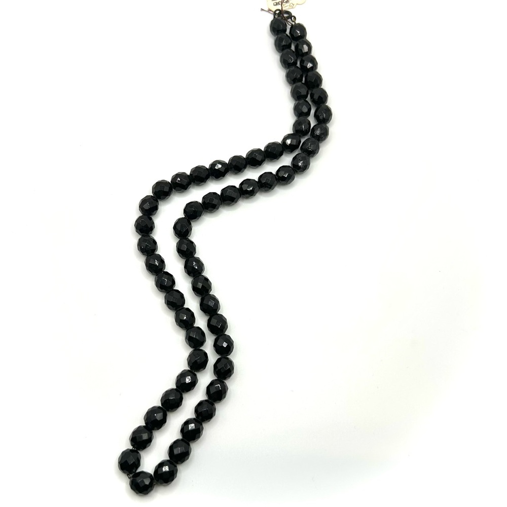 Vintage ~80s Black Glass Bead Necklace